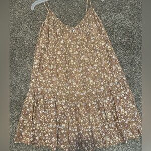 Floral Brown Sleeveless Dress